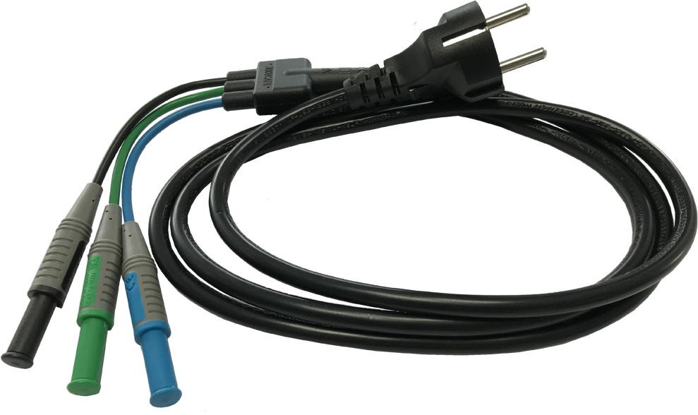 Meetsnoer blauw, groen, zwart met randaarde stekker t.b.v. IT 105